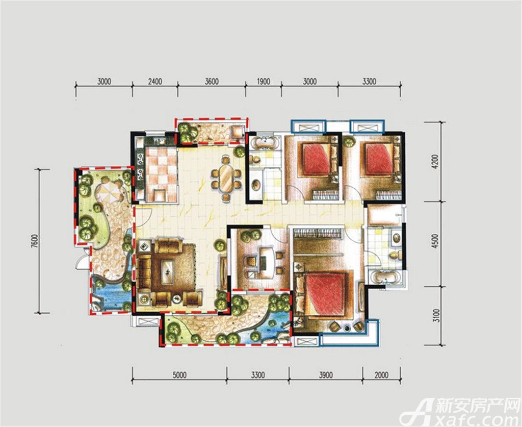 新华学府春天17#楼180㎡四室及以上户型图-新华学府春天图片相册-合肥