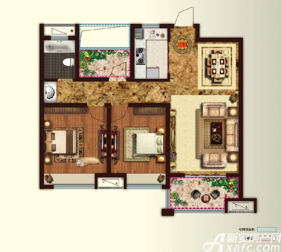 文一名门首府2室2厅1卫89平户型图,g2-b户型-合肥新房-手机新安房产网