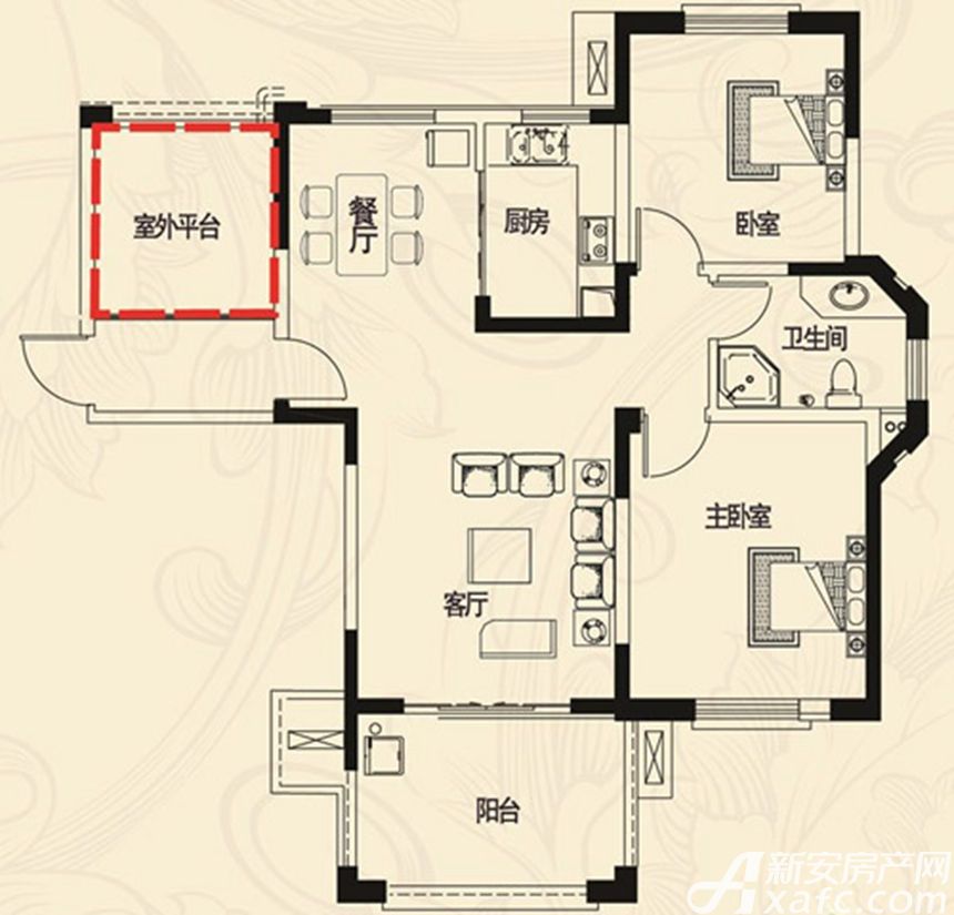 高速云水湾ha户型3室1厅104平米