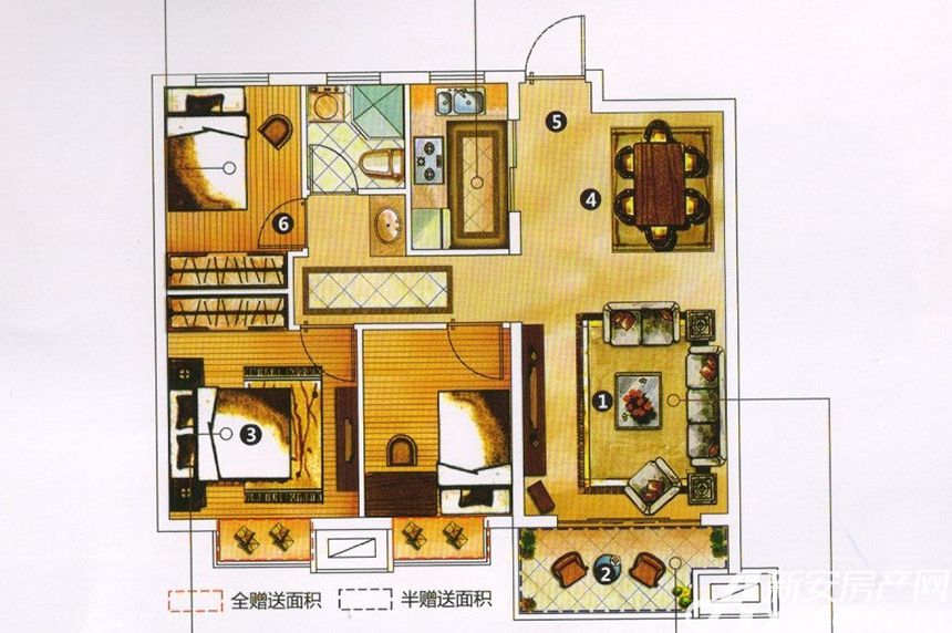 伟星玲珑湾全部87平米户型图_c33室2厅-新安房产网