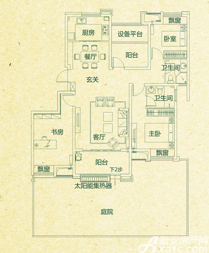 华地森林湖23#25#28#29#一层户型3室2厅118平米