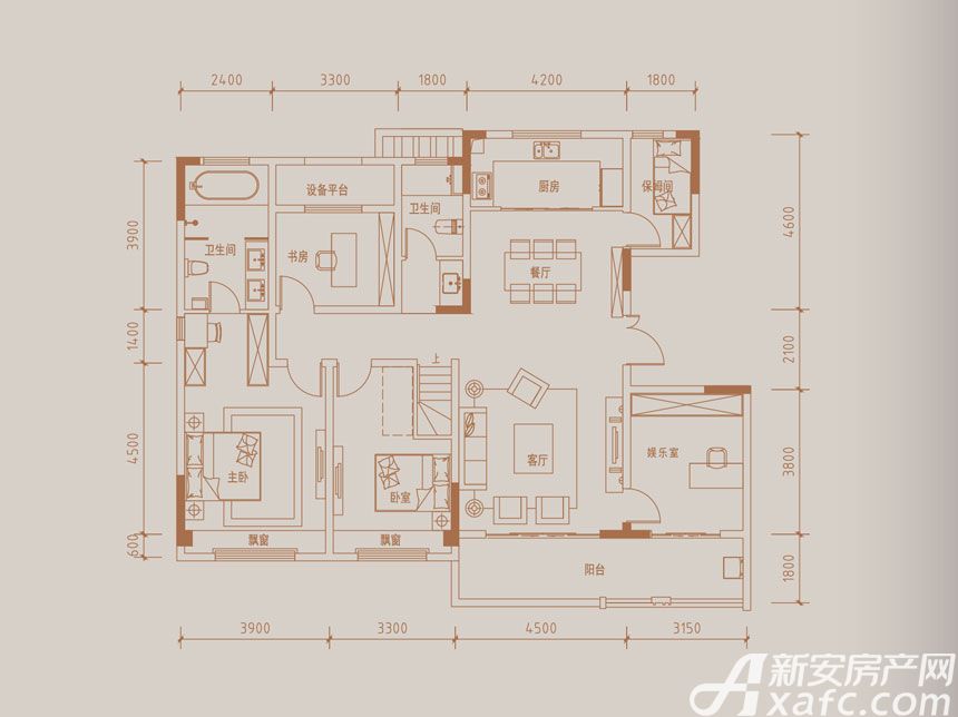 旭辉铂悦庐州府y22#七层户型4室2厅160平米