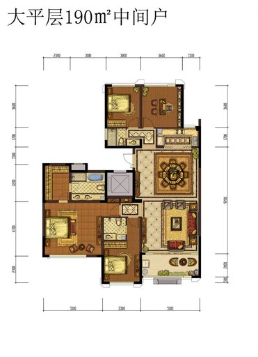蓝光雍锦半岛4室2厅2卫190平户型图,大平层190㎡中间户-合肥新房-手机