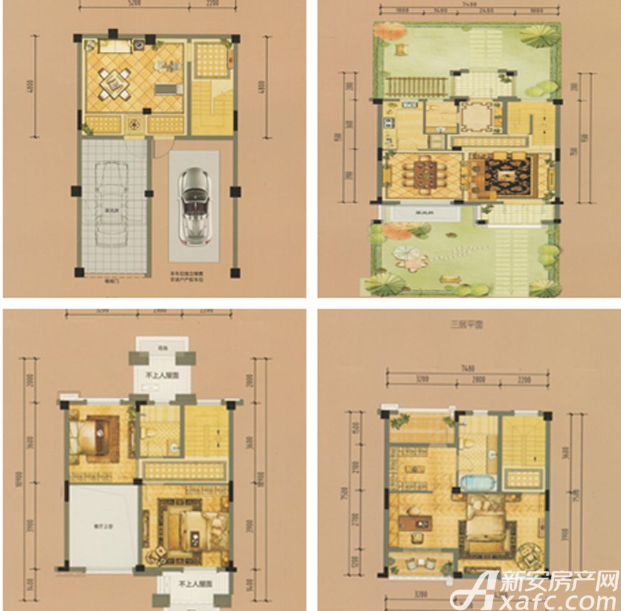 世茂翡翠首府别墅217平米户型图_别墅贰号院4室3厅