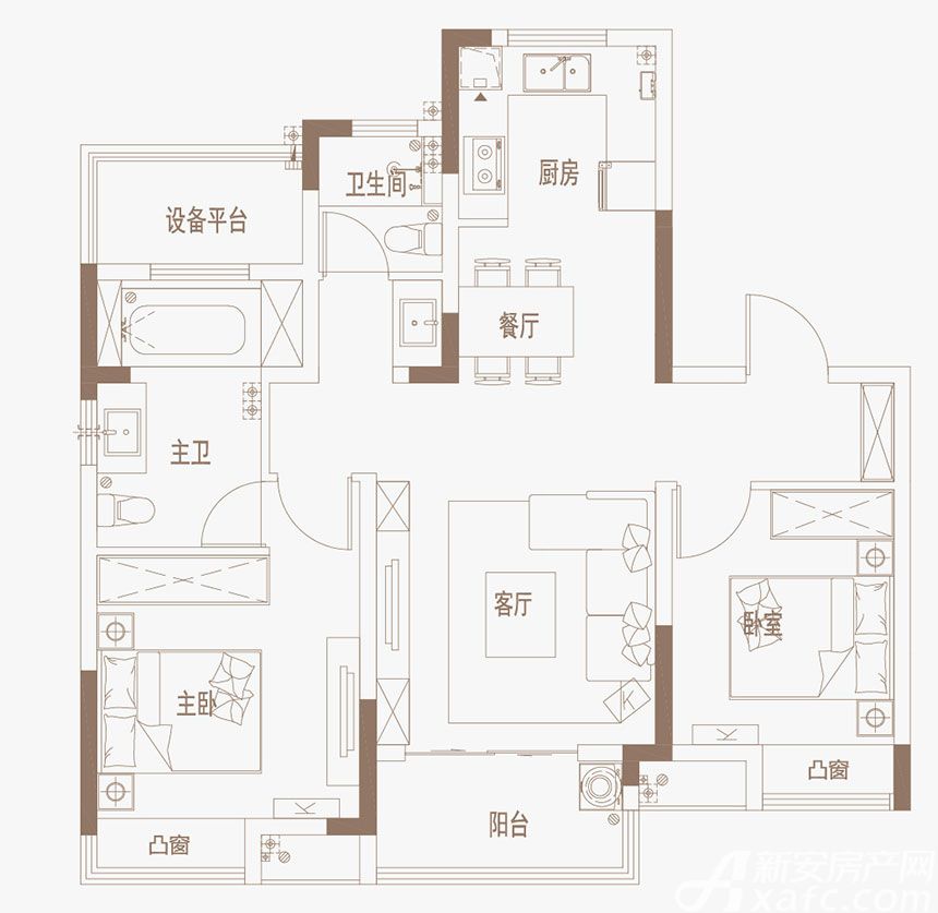 御璟江山g08,g09|b户型3室2厅97平米