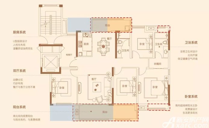 新房 阜南县 祥源公园城祥源公园城:户型图 查看大图 2-4室2厅2卫-140