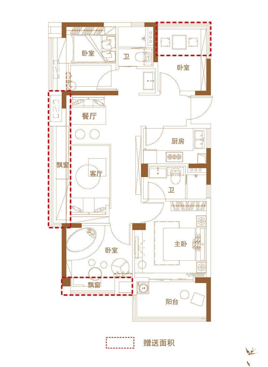 碧桂园中堂99㎡户型4室2厅99平米