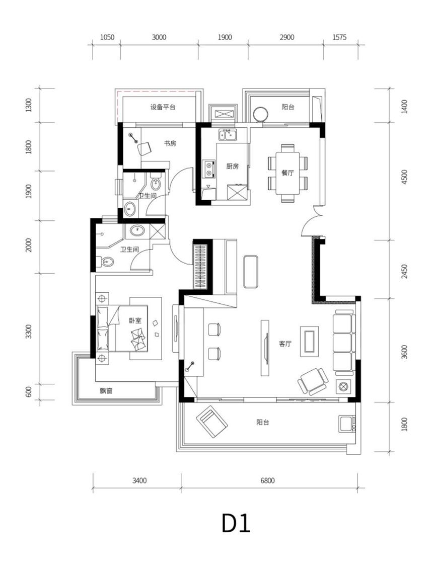 琥珀东华府三居124平米户型图_d13室2厅-新安房产网