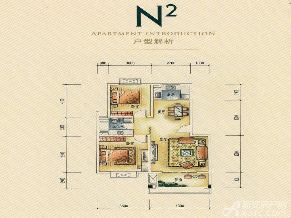 晟地绿园n2户型图2室2厅87平米