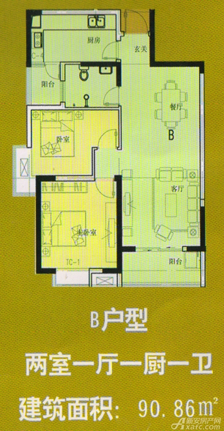 学府名苑学府名苑b户型图二室户型图-学府名苑图片