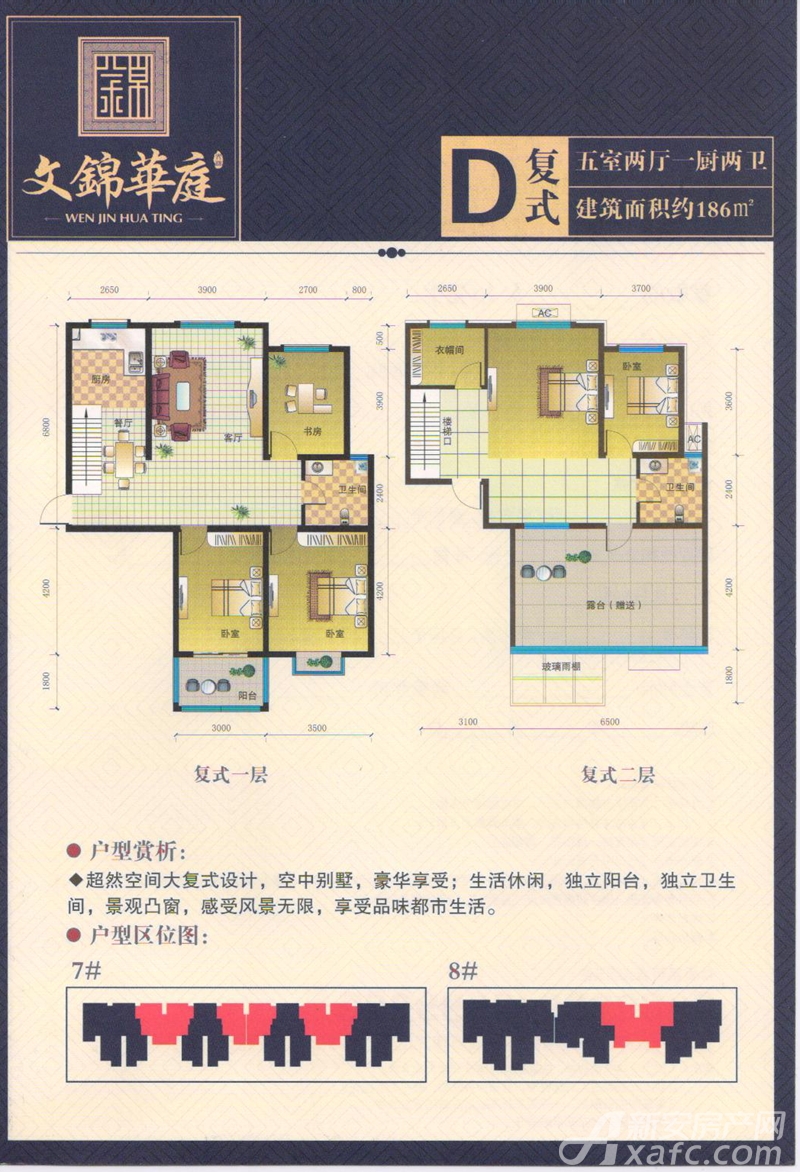 新房 颍州区 文锦华庭 > 户型   大图浏览 d户型,5室2厅, 186平米