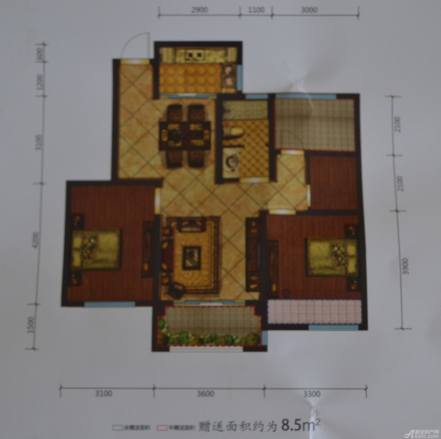 伟星时代广场b1户型3室2厅92平米