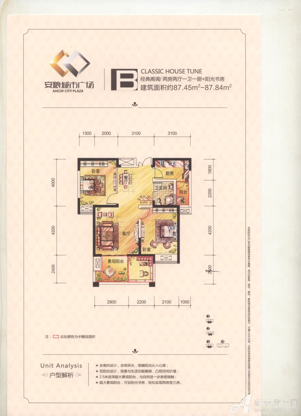 安糧城市廣場戶型圖-安糧城市廣場b1戶型2室2戶型圖戶型圖相冊-新房