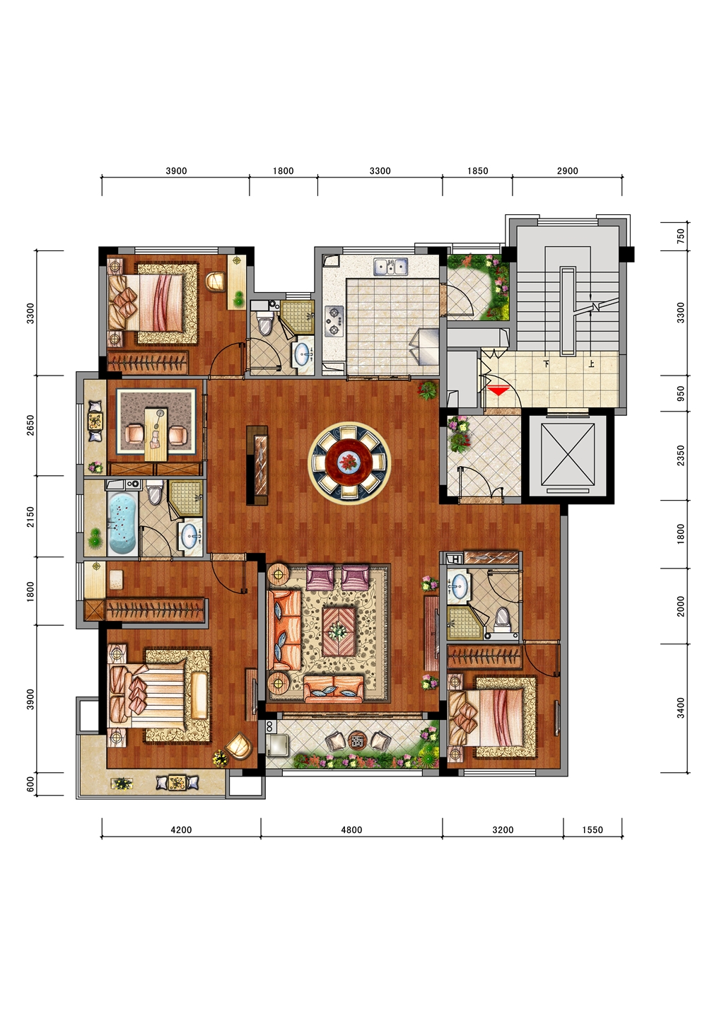 当代ΜΟΜ∧四居及以上169平米户型图_169平户型4室2厅-新安房产网